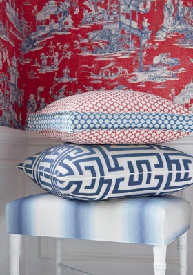 Thibaut Cheng Toile Fabric in Navy